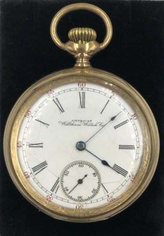 American Waltham Model 1899 16s 7j Pocket Watch 610 J Boss 14k 25yr Ball Model