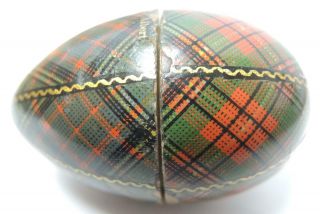Victorian Treen Mauchline Ware - Albert Tartan Ware Thimble Egg