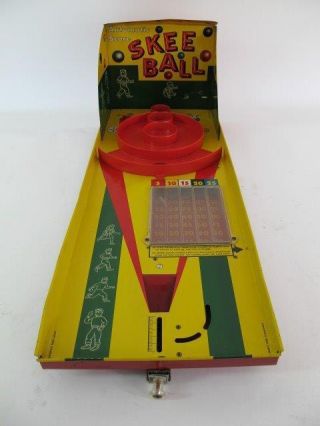 1950 ' s Marx Vintage Tin Litho Automatic Score SKEE BALL Game Toy Rare 2