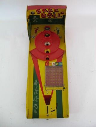 1950 ' s Marx Vintage Tin Litho Automatic Score SKEE BALL Game Toy Rare 4