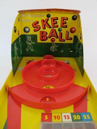 1950 ' s Marx Vintage Tin Litho Automatic Score SKEE BALL Game Toy Rare 5