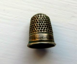 Antique Tiny Baby Silverplatd Brass Sewing Thimble,