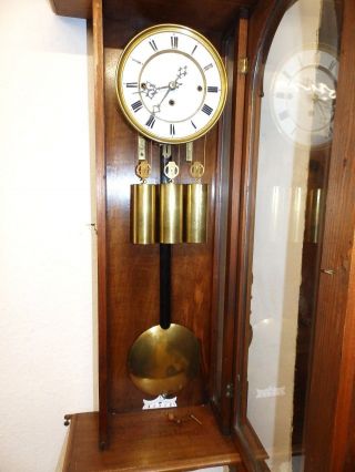 OLD 3 WEIGHT GRAND SONNERIE WALL CLOCK 1880 - 1900 8