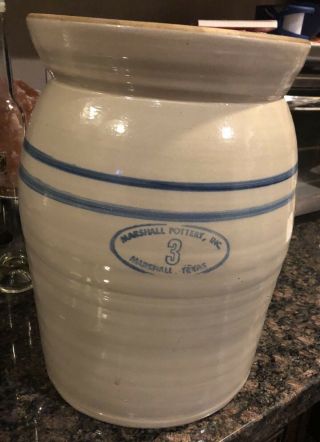 3 Gallon Marshall Pottery Butter Churn Antique Stoneware Crock (no Lid)