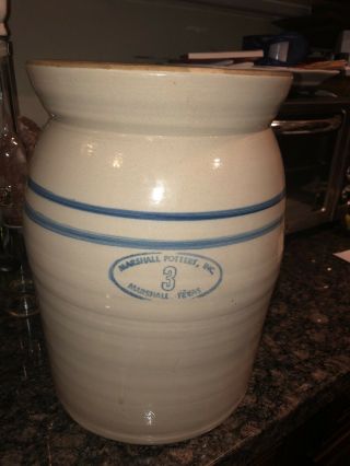 3 Gallon Marshall Pottery Butter Churn Antique stoneware crock (no lid) 8