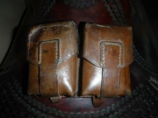 Vintage Leather Ammo Pouch Two Compartments Cowboy Saddle Fence Staple Pouch Bag