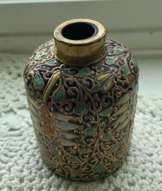 ANTIQUE 1860 ' S FRENCH HAND PAINTED ENAMEL GLASS SCENT PERFUME BOTTLE 3