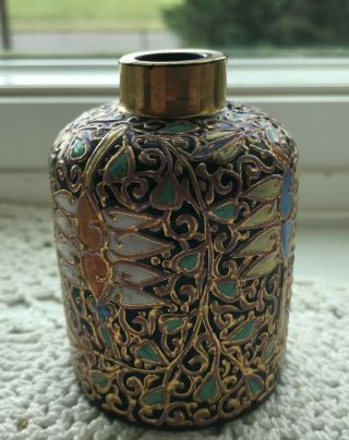 ANTIQUE 1860 ' S FRENCH HAND PAINTED ENAMEL GLASS SCENT PERFUME BOTTLE 4