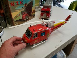 Vintage Tin Toy Fire Dept.  Chief Helicopter T.  N.  Japan