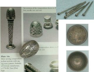 Early Antique Silver Sewing Egg & Thimble Germany or Netherlands Circa 1780 3