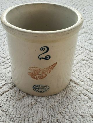 Antique Red Wing Large Crock 2 Gallon Union Stoneware Company