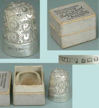 Antique English Sterling Silver Thimble In Jeweler 