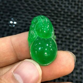 Collectible Chinese Green Jadeite Jade Amass Fortunes Gourd Handwork Pendant