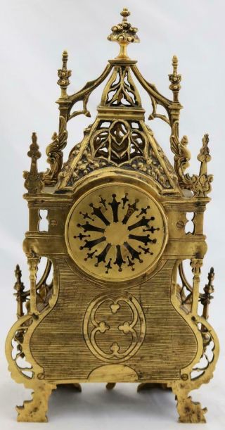 Antique French Mantle Clock 1880 Embossed Pierced Bronze Striking 8Day 10