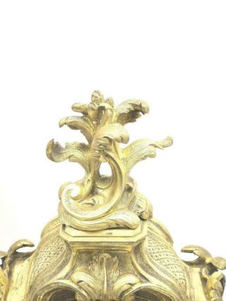 Antique Mantle Clock Lovely French 1900 ' s Embossed 8 day Gilt Rococo Bronze 8
