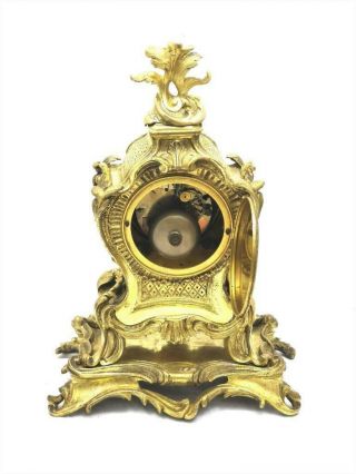 Antique Mantle Clock Lovely French 1900 ' s Embossed 8 day Gilt Rococo Bronze 9