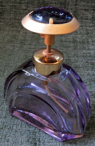 Vintage Mcm Purple Glass Perfume Bottle Pump Spray Made In West Germany Art Deco