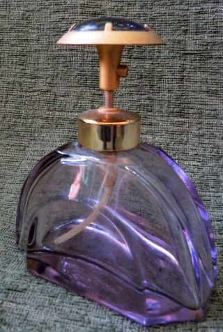 Vintage MCM Purple Glass Perfume Bottle Pump Spray Made In West Germany Art Deco 5