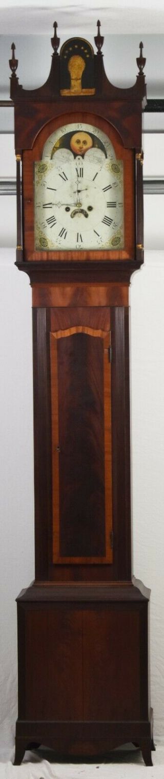 Early 19th C.  Pennsylvania Federal Mahogany Tall Case Clock Grandfather C.  1815