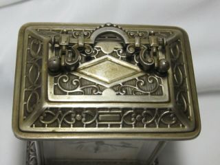 Rare Antique Vtg Metal Ansonia Carriage Mantle Shelf Wind Up Alarm Clock Running 4