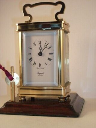 Vintage English Carriage Clock With Five Bevelled Glasses.  Key.  Perfect Cond 