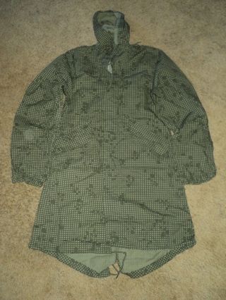Vintage Authentic Us Military Issue Night Camo Desert Parka X - Small Nos