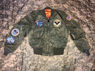 Us Navy Tour Jacket,  Uss Midway,  Kitty Hawk,  Desert Storm,  Alpha Industries L - 2b