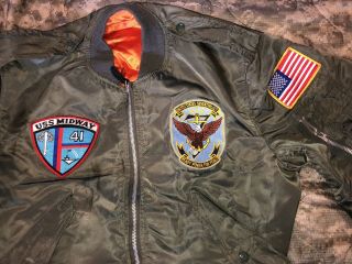 Us Navy Tour Jacket,  USS Midway,  Kitty Hawk,  Desert Storm,  Alpha Industries L - 2B 6