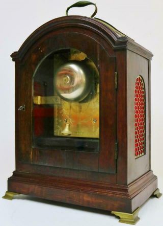 Antique English Mahogany London Triple Pad Top Twin Fusee Verge Bracket Clock 10