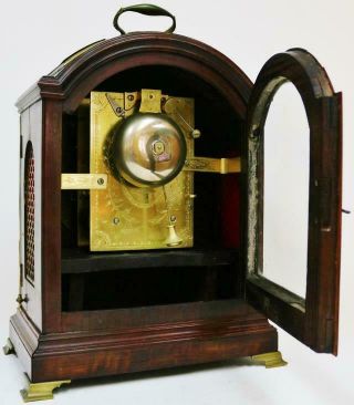 Antique English Mahogany London Triple Pad Top Twin Fusee Verge Bracket Clock 11