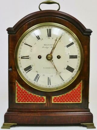 Antique English Mahogany London Triple Pad Top Twin Fusee Verge Bracket Clock