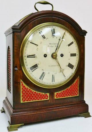 Antique English Mahogany London Triple Pad Top Twin Fusee Verge Bracket Clock 2