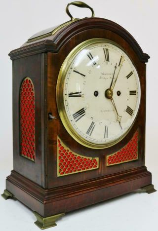 Antique English Mahogany London Triple Pad Top Twin Fusee Verge Bracket Clock 3
