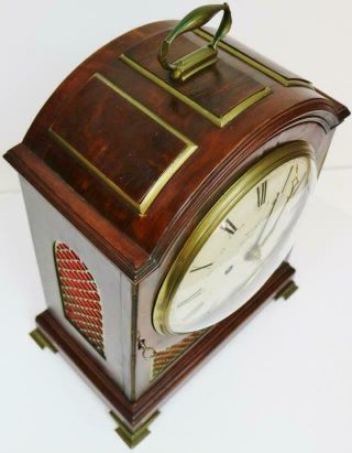 Antique English Mahogany London Triple Pad Top Twin Fusee Verge Bracket Clock 4