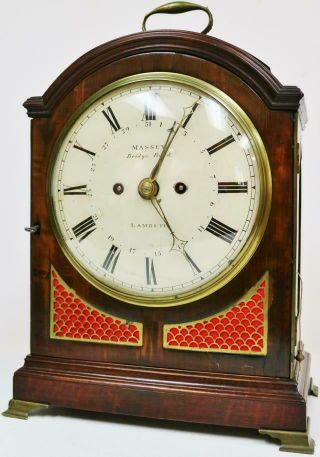 Antique English Mahogany London Triple Pad Top Twin Fusee Verge Bracket Clock 5