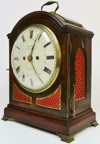 Antique English Mahogany London Triple Pad Top Twin Fusee Verge Bracket Clock 6