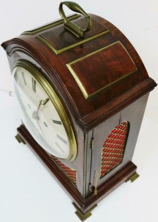 Antique English Mahogany London Triple Pad Top Twin Fusee Verge Bracket Clock 7
