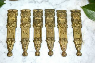 One Pair Antique French Small Decorative Bronze Pediments Mounts 6 Pair Avail