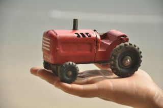 Vintage Fine Red Litho Tractor Tin Toy,  Collectible