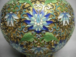 Vintage 12” Large Japanese Champleve Cloisonne Bronze Enamel Vase Asian 2