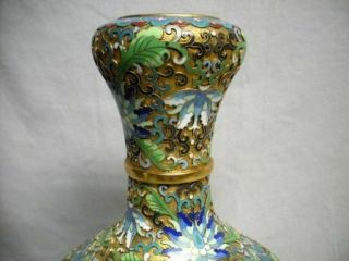 Vintage 12” Large Japanese Champleve Cloisonne Bronze Enamel Vase Asian 5