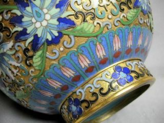 Vintage 12” Large Japanese Champleve Cloisonne Bronze Enamel Vase Asian 6