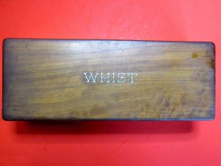 WHIST CARD GAME WOOD SCORE ANTIQUE INLAID BOARD TREEN VICTORIAN RARE BRIDGE OLD 5