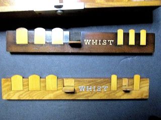 WHIST CARD GAME WOOD SCORE ANTIQUE INLAID BOARD TREEN VICTORIAN RARE BRIDGE OLD 8
