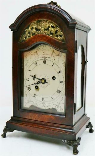 Rare Antique English Mahogany 18thc Single Fusee Verge Escapement Bracket Clock 4