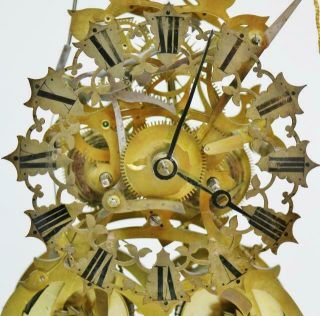 Rare Antique English 8 Day Twin Fusee Striking Skeleton Clock Under Glass Dome 7