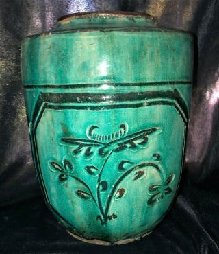 Antique Chinese Turquoise Clay Pottery Vase Qing 2