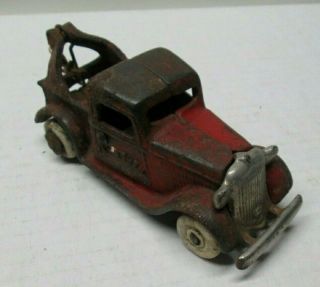 1930s Arcade Cast Iron Red 5 " Plymouth Wrecker Tow Truck 133