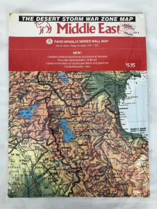 Desert Storm War Zone Map Middle East 34 " X 52 " Rand Mcnally Paper Map