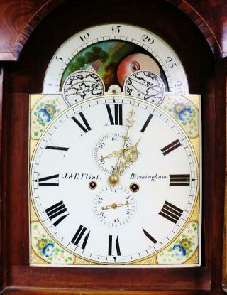 Antique English 19thC 8 Day Oak & Mahogany Moonphase Grandfather Longcase Clock 9